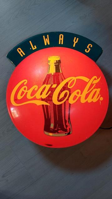 Coca Cola lichtreclame lamp rond werkt stroom  beschikbaar voor biedingen
