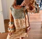 Festival Ruffled Sleeve Ethnic Retro Dress ISLA IBIZA, Kleding | Dames, Jurken, Isla Ibiza Bonita, Verzenden, Beige, Maat 42/44 (L)