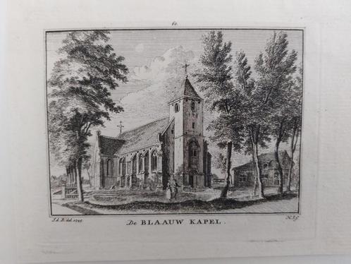 60 / De Blaauw kapel bij Utrecht Kopergravure 18de eeuw, Antiek en Kunst, Kunst | Etsen en Gravures, Ophalen of Verzenden