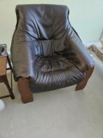 Lederen stoel, Huis en Inrichting, 75 tot 100 cm, Gebruikt, Hout, 75 tot 100 cm