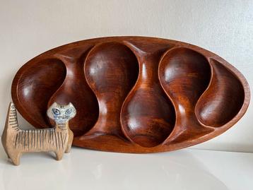 Vintage Deens Teakhout Snackschaal Tray Jaren 60 beschikbaar voor biedingen