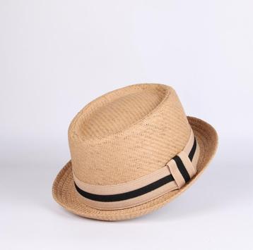 Beige stro pork pie hoed / heren dames zomer strand bowler beschikbaar voor biedingen