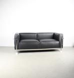 1x Cassina Le Corbusier LC3 2 Zits Bank Zwart – Leer, Niet ingevuld, Minder dan 75 cm, 150 tot 200 cm, Niet ingevuld