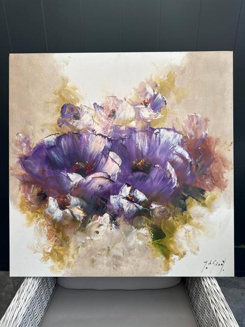 Klassiek Schilderij Paarse Bloemen, Antiek en Kunst, Kunst | Schilderijen | Klassiek, Ophalen
