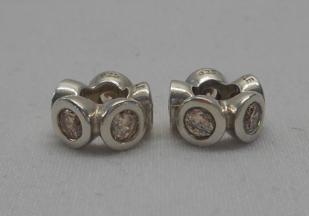 Pandora zilveren set bedels met steentjes nr.749, Verzenden, Pandora, Zo goed als nieuw, 2 of 3 bedels