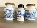 Franse mosterdpotjes van wit melkglas., Ophalen of Verzenden, Gebruikt