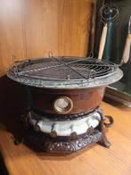 Gietijzeren emaille 4 pits petroleumstel incl nieuwe lonten., Ophalen
