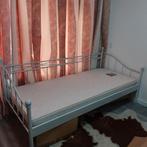 Eenpersoonsbed met matras, Grijs, 90 cm, Gebruikt, Ophalen of Verzenden