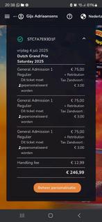 Formule 1 zandvoord zaterdag reguliere toegang 3x, Tickets en Kaartjes, Drie personen of meer, Augustus