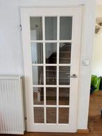 Houten witte binnendeur met glas, Doe-het-zelf en Verbouw, Deuren en Horren, Ophalen, Gebruikt, 80 tot 100 cm, Binnendeur