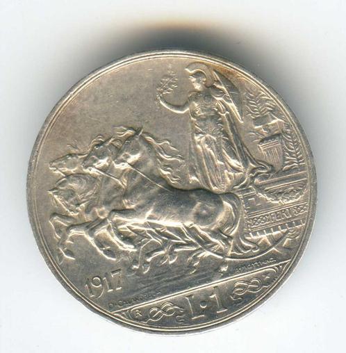 Italië 1 Lira 1917 Mooi Exemplaar, Postzegels en Munten, Munten | Europa | Niet-Euromunten, Italië, Zilver, Verzenden