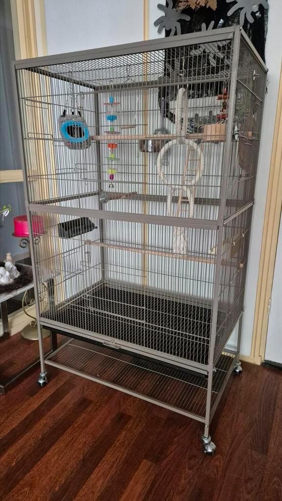 Vogelkooi compleet met toebehoren ZGAN, Dieren en Toebehoren, Vogels | Hokken en Kooien, Zo goed als nieuw, Vogelkooi, Metaal