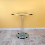 Bijzettafel met glazen boven- en onderblad, Ophalen, Minder dan 55 cm, Gebruikt, Rond