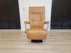 De Toekomst cognac leren relax fauteuil Accu 1 jaar oud!, Huis en Inrichting, Fauteuils, Metaal, Ophalen of Verzenden, 75 tot 100 cm