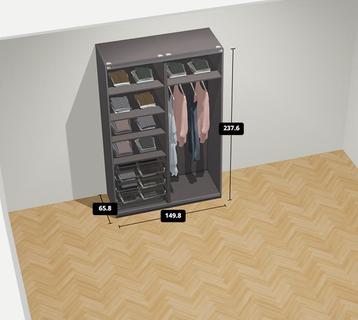 Ikea PAX kledingkast zwart 150 x 66 x 238 cm - afbeelding 5