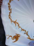 Franse wastafel schelpvorm okergeel/goudkleurig decor, Ophalen, Zo goed als nieuw, Overige kleuren