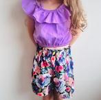Supergaaf paars meisjes zomer set – Bloemetjes & volant, Kinderen en Baby's, Kinderkleding | Maat 98, Ophalen of Verzenden, Zo goed als nieuw