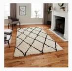 NIEUW! Vloerkleed Morocco Shaggy Ivoor/Zwart 120x170 €41.99, 100 tot 150 cm, Zwart, Nieuw, Ophalen of Verzenden