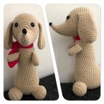 Gehaakte knuffel teckel, Ophalen of Verzenden, Nieuw, Hond