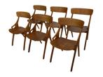 Vintage set van 6 Arne Hovmand Olsen stoelen 60's Design, Huis en Inrichting, Stoelen, Gebruikt, Bruin, Vintage, Vijf, Zes of meer stoelen