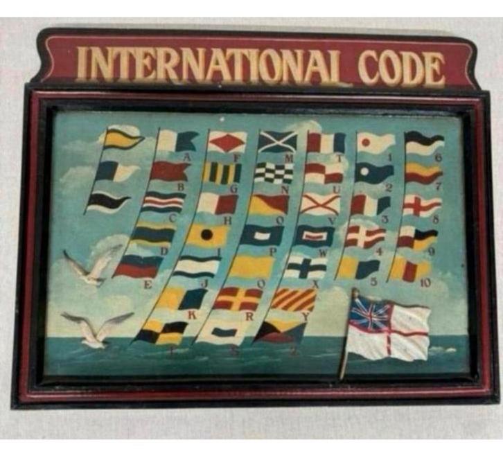 Hand-Painted International Code of Flag Vlag Signals - 1890, Antiek en Kunst, Kunst | Schilderijen | Klassiek, Ophalen of Verzenden