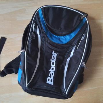 Rugzak tas Babolat voor badmintonracket zwart met blauw ZGAN