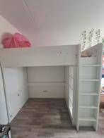 Witte hoogslaper Ikea Stuva groene deuren ZONDER BUREAU, Ophalen, Gebruikt, Hoogslaper