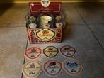 Grolsch jubileumglazen compleet met doosje en bierviltjes, Verzamelen, Ophalen of Verzenden, Zo goed als nieuw, Borrel- of Shotglas