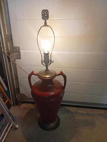 2 x vintage lamp tafellamp rood met koper / gekleurd  beschikbaar voor biedingen