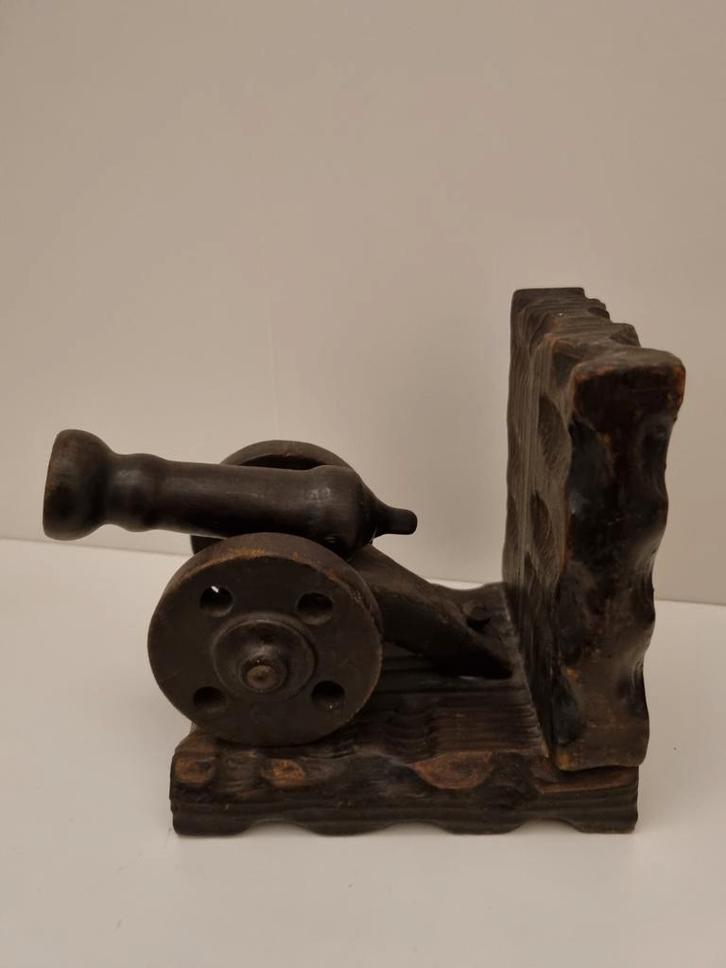 Ruiggesneden houten kanon boekensteun, Antiek en Kunst, Antiek | Woonaccessoires, Ophalen of Verzenden