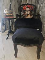 Leuke Barok set zwart met rode fauteuil en krukje, Huis en Inrichting, Stoelen, Ophalen, Zwart, Zo goed als nieuw, Barok gothic