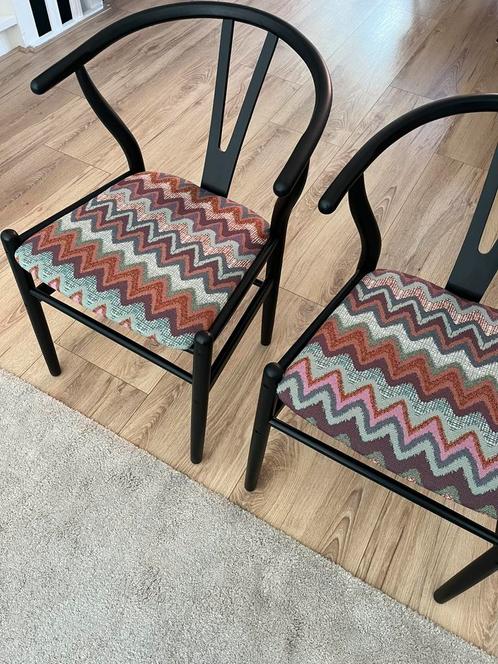 Stoelen met Missoni print, Huis en Inrichting, Stoelen, Zo goed als nieuw, Twee, Zwart, Ophalen