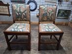 2 houten stoelen + 2 kussens, Huis en Inrichting, Stoelen, Ophalen, Hout, Twee, Bruin