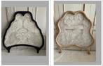 2x Brocante houten raamhor / 1x met haakwerk / 1x met kant, Antiek en Kunst, Ophalen
