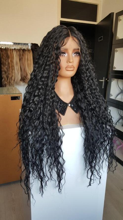 Basic Lace Pruik: Zwart, Diepe krul, 85 cm, Extra Vol!, Sieraden, Tassen en Uiterlijk, Uiterlijk | Haarverzorging, Nieuw, Pruik of Haarverlenging