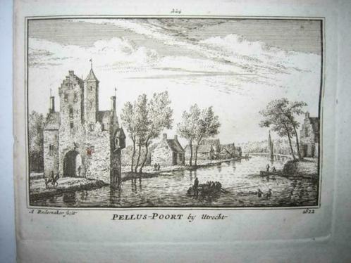 224 / Utrecht de Pelluspoort Kopergravure 18e eeuw, Antiek en Kunst, Kunst | Etsen en Gravures, Ophalen of Verzenden