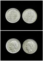 Lot 25 Cent 1943 EP & 1943 PP beide Uitstekende kwaliteit ~, Postzegels en Munten, Munten | Nederland, Setje, Zilver, Koningin Wilhelmina