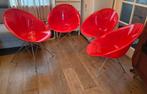 4 Eros Kartell Starck rode eetkamerstoelen, Eiffel onderstel, Ophalen, Gebruikt, Rood