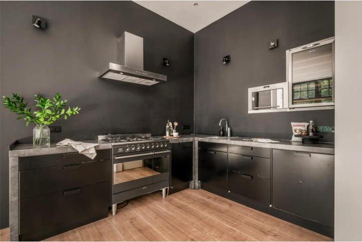 Keuken te koop, Huis en Inrichting, Keuken | Complete keukens, Gebruikt, Hoekkeuken, Zwart, Hout, Ophalen