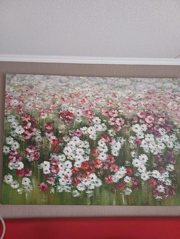 Bloemenschilderij olieverf 1.65 x 1.20 groot beschikbaar voor biedingen