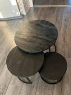 Ronde zwarte salontafels mangohout, Huis en Inrichting, Tafels | Salontafels, Gebruikt, Rond, Minder dan 50 cm, 50 tot 100 cm