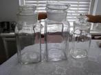 3 stopflessen gaaf met passende glazen stop 2x 30, 1x 25 cm, Ophalen of Verzenden