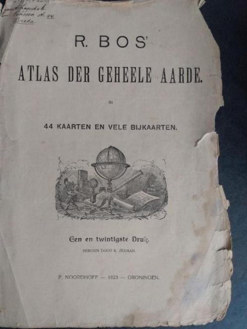 De inhoud van de Bos Atlas 21e druk uit 1923, Boeken, Atlassen en Landkaarten, Gelezen, Bosatlas, Wereld, 1800 tot 2000, Ophalen of Verzenden