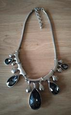 KETTING MET GROTE ZWART/GRIJZE STENEN, Sieraden, Tassen en Uiterlijk, Overige materialen, Verzenden, Zo goed als nieuw, Met strass