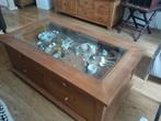 Salontafel met glasplaat., Huis en Inrichting, Tafels | Salontafels, Ophalen, Gebruikt, 100 tot 150 cm, 50 tot 100 cm