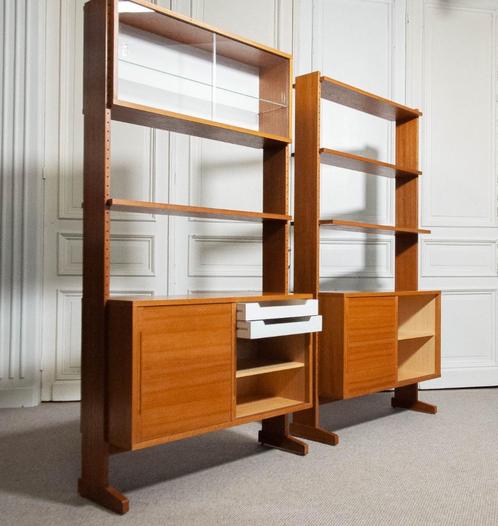 1960s Nisse Strinning Set Teak Boekenkasten, Huis en Inrichting, Kasten | Wandmeubels, Gebruikt, 150 tot 200 cm, Minder dan 150 cm