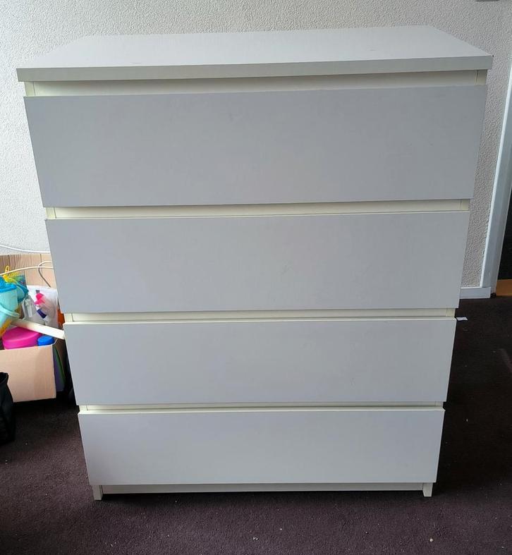 Ikea Malm ladekast wit met 4 lades, Huis en Inrichting, Kasten | Ladekasten, Zo goed als nieuw, Minder dan 100 cm, 50 tot 100 cm
