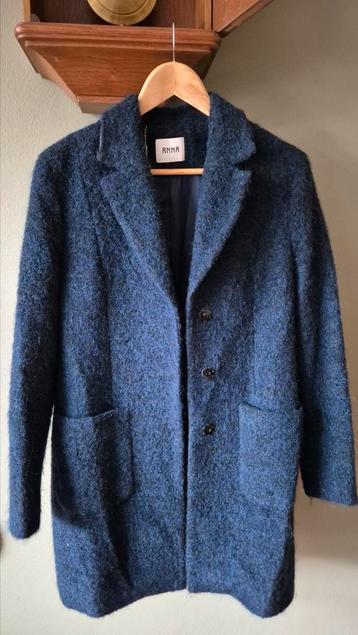 Anna zgan wollen alpaca mohair mantel mt 36 blauw zwart beschikbaar voor biedingen