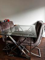 Eettafel + 4 stoelen, Huis en Inrichting, Tafels | Eettafels, Ophalen, Vier personen, Rechthoekig, 50 tot 100 cm