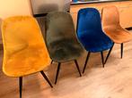 4 Velvet eetkamer Kuipstoelen - Verschillende Kleuren, Huis en Inrichting, Stoelen, Ophalen, Overige kleuren, Zo goed als nieuw